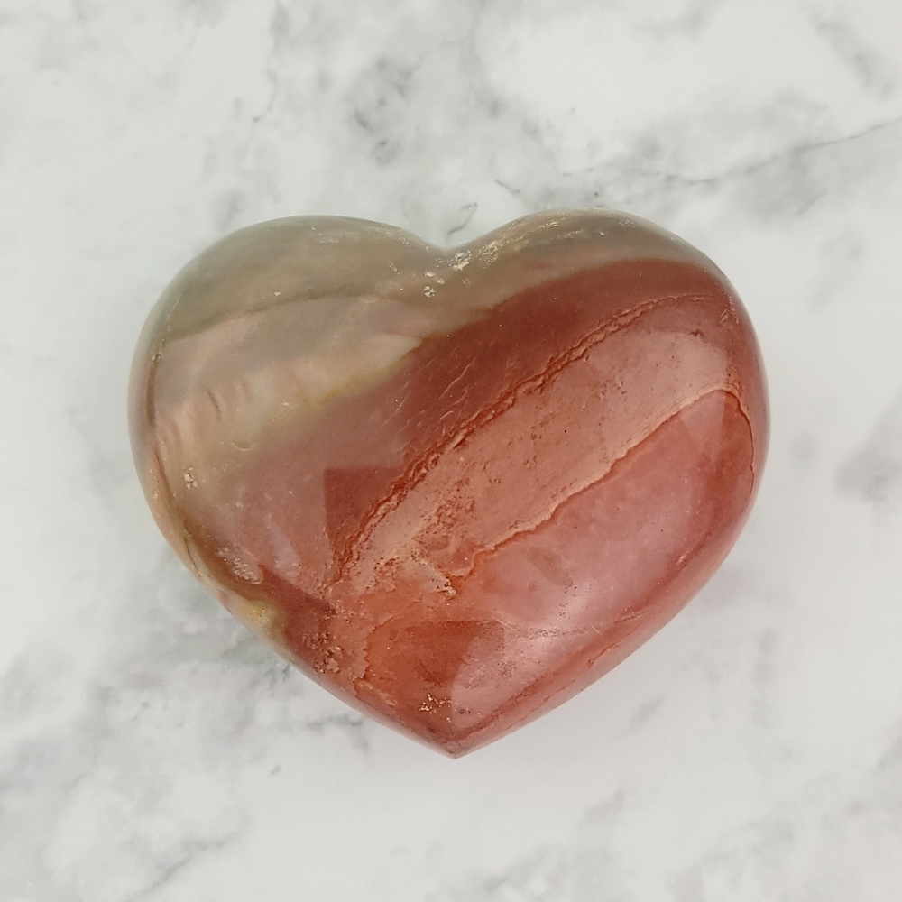 Polychrome Jasper Heart Crystal Palm Stone Home Decor Red Paperweight Display